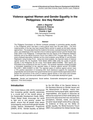 Violence against women and gender equality in the philippines: Are they ...