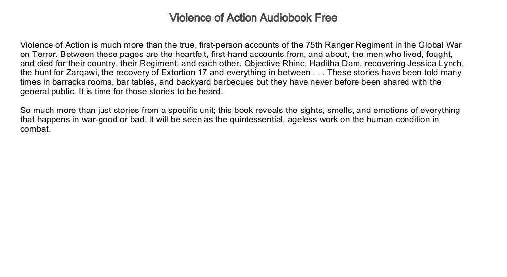 Violence of Action Audiobook Free Audiobook Free