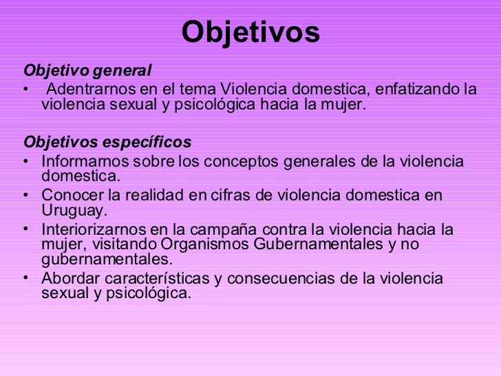 Objetivos Especificos Sobre La Violencia De Genero