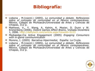Bibliografía: <ul><li>Lisbona , M.(coord.) (2005),  La comunidad a debate. Reflexiones sobre el concepto de comunidad en e...