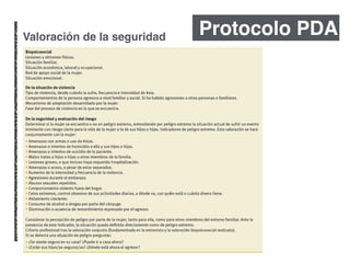 Protocolo PDAValoración de la seguridad
 