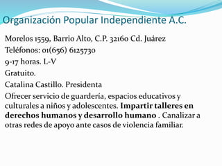 Centro de Asesoría y Promoción Juvenil.
A.C.
 Centro de Asesoría y Promoción Juvenil. A.C.
Huejotzingo 3754, Col. Díaz Or...