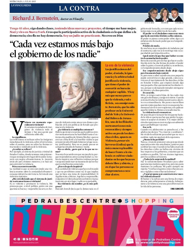 Richard Bernstein en La Contra de la Vanguardia