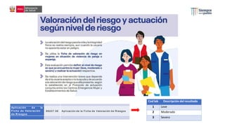 Cod lab Descripción del resultado
1 Leve
2 Moderado
3 Severo
Aplicación d e la
Ficha d e Valoración
d e Riesgos
99207.06 Aplicación de la Ficha de Valoración de Riesgos
 