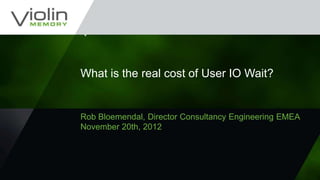 What is the real cost of User IO Wait?


                                 Rob Bloemendal, Director Consultancy Engineering EMEA
                                 November 20th, 2012




Violin Memory Inc. Proprietary                      1
 