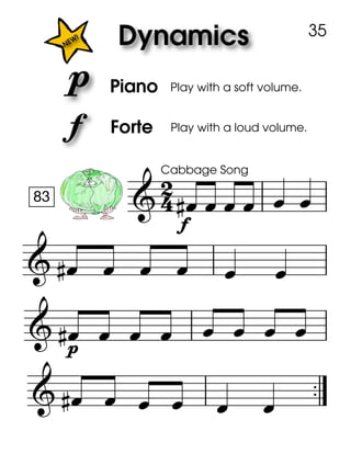 
83
Piano
Forte
Cabbage Song
Play with a soft volume.
Play with a loud volume.
     
  
f
   

p
       
      
35
 