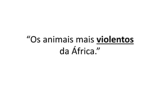 “Os animais mais violentos
da África.”
 