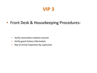 Vip Visitors Checklist Vip amenities presentation | PPTX