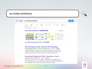 Copyright © Classmethod, Inc. 
 
6 
　ios mobile archtecture 
 