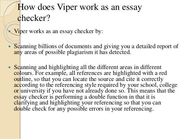 Moral Education Essay Viper Works As An Essay Checker Charles Darwin Theory Of Evolution Essay also A Essay On My Mother Viper Plagiarism Scanner Middle Class Essay