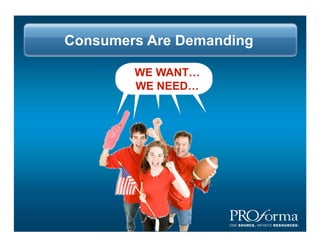 Consumers Are Demanding

        WE WANT
        WE NEED
 