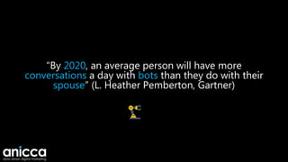 “By 2020, an average person will have more
conversations a day with bots than they do with their
spouse” (L. Heather Pemberton, Gartner)
 