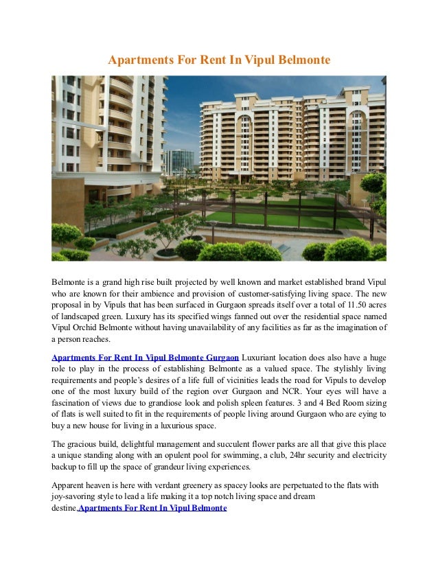 Apartments For Rent In Vipul Belmonte