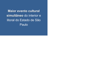 Maior evento cultural simultâneo do interior e litoral do Estado de São Paulo  