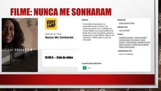 FILME: NUNCA ME SONHARAM
10:00 h – Sala de vídeo