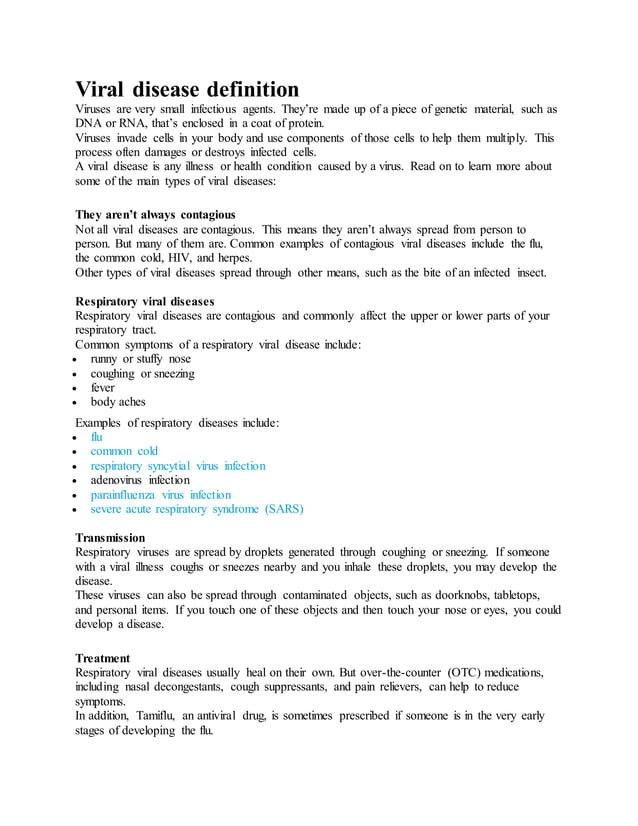 Viral disease definition PDF