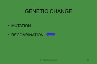 GENETIC CHANGE MUTATION RECOMBINATION www.freelivedoctor.com 
