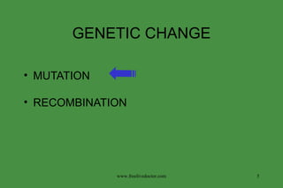 GENETIC CHANGE MUTATION RECOMBINATION www.freelivedoctor.com 