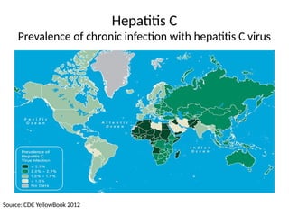 Hepatitis C
Prevalence of chronic infection with hepatitis C virus
Source: CDC YellowBook 2012
 