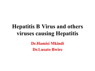 Hepatitis B Virus and others
viruses causing Hepatitis
Dr.Hamisi Mkindi
Dr.Lusato Bwire
 