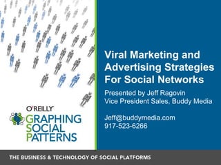 Viral Marketing and
Advertising Strategies
For Social Networks
Presented by Jeff Ragovin
Vice President Sales, Buddy Media
Jeff@buddymedia.com
917-523-6266
 