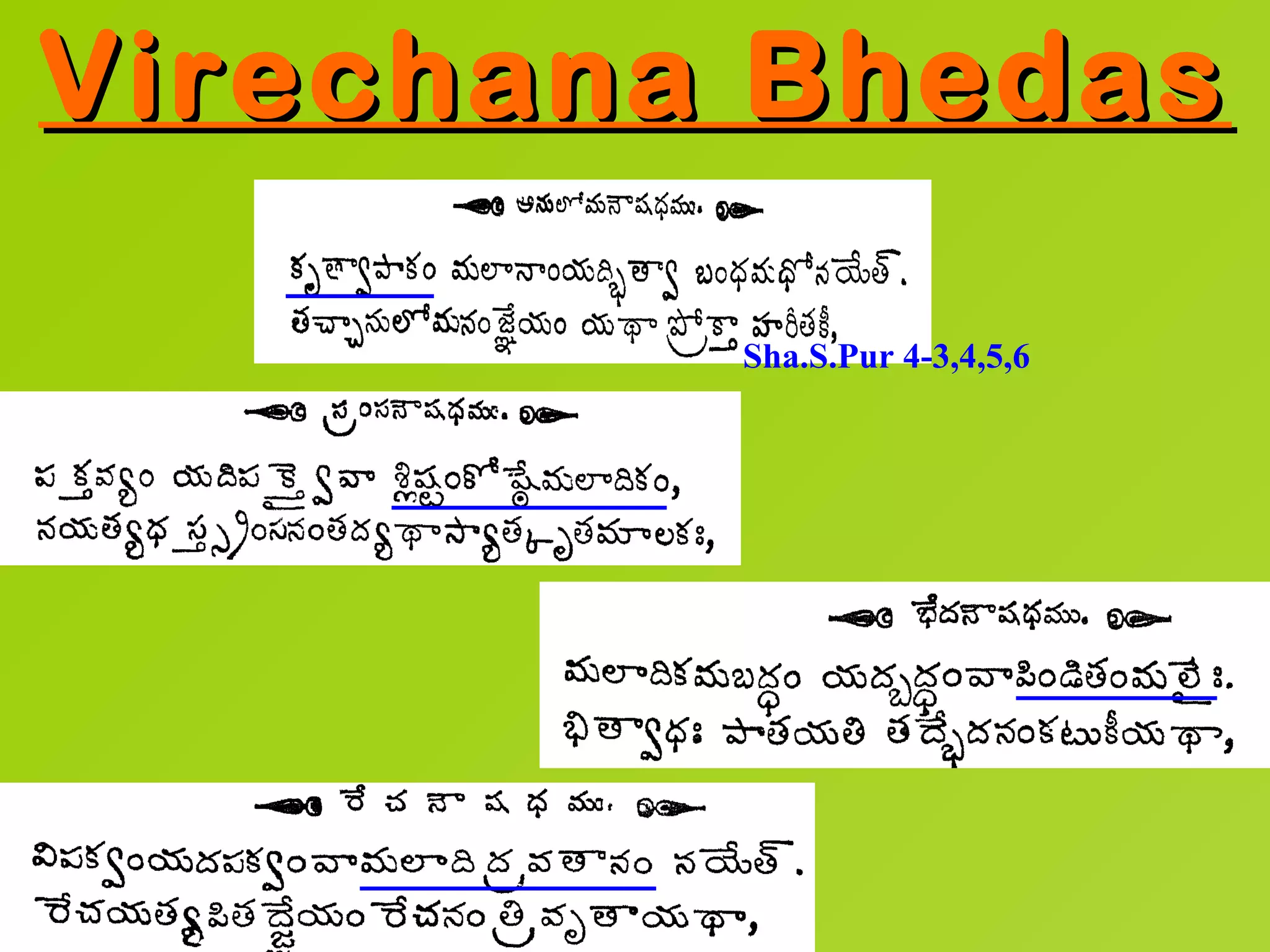Virechana Bhedas

         Sha.S.Pur 4-3,4,5,6
 