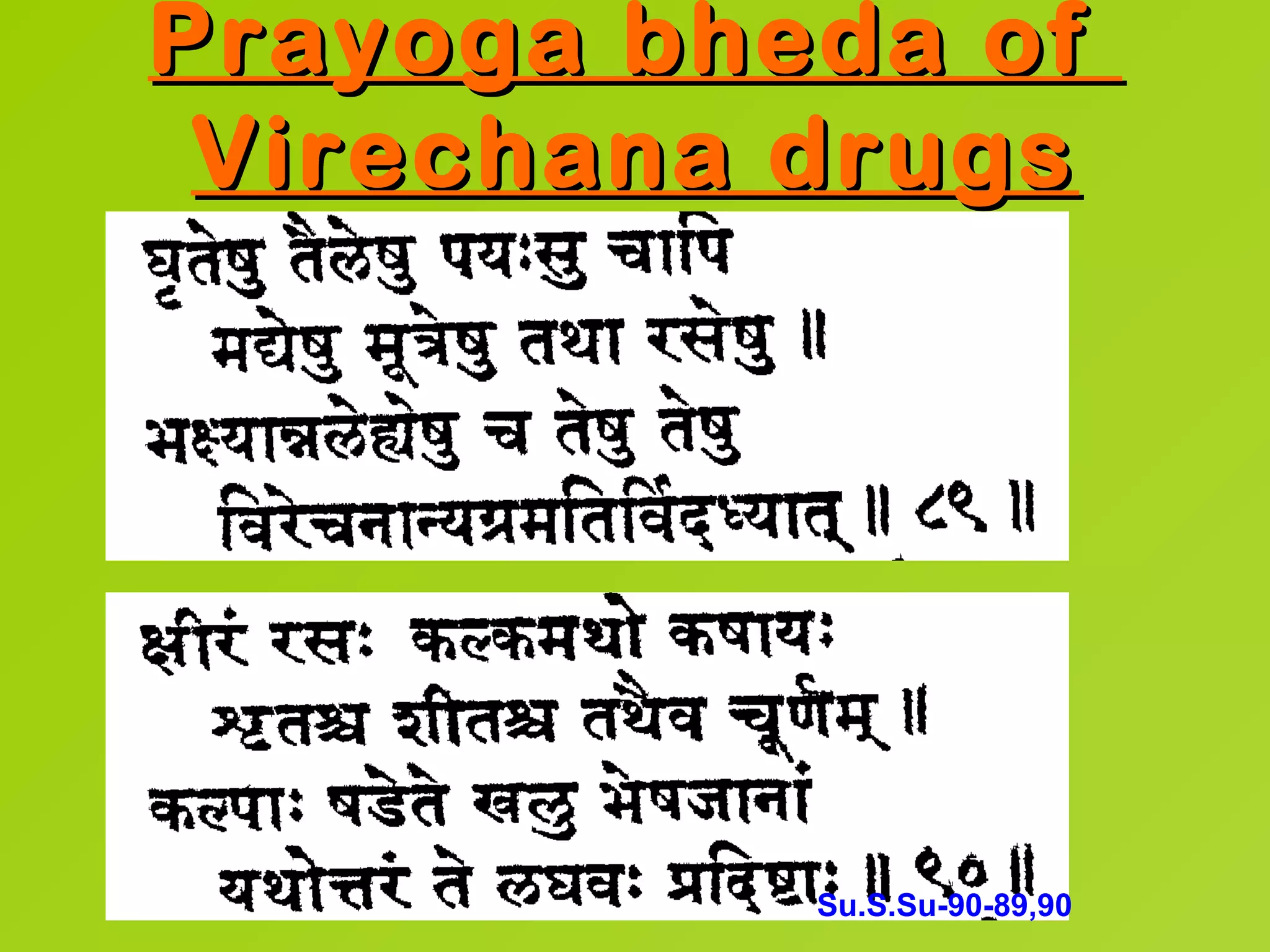 Prayoga bheda of
 Virechana drugs




           Su.S.Su-90-89,90
 