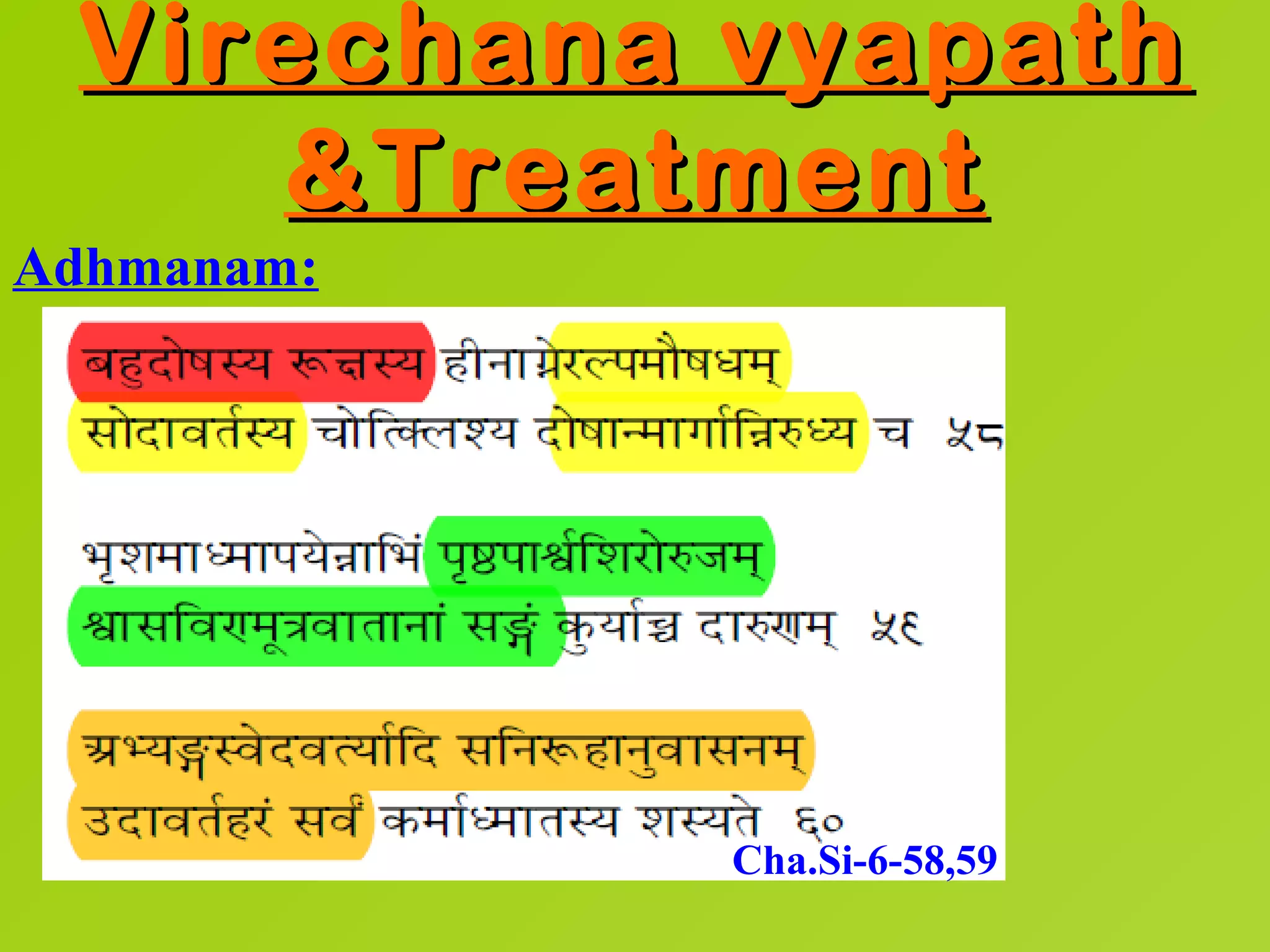 Virechana vyapath
    &Treatment
Adhmanam:




            Cha.Si-6-58,59
 