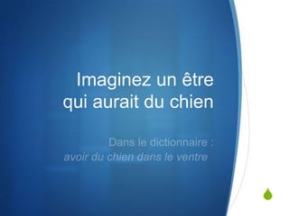 Imaginez un être
qui aurait du chien




                      S
 