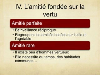 III. Les espèces de l’amitié