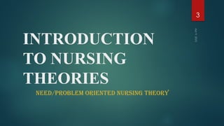 Apr
9,
2025
3
INTRODUCTION
TO NURSING
THEORIES
NEED/PROBLEM ORIENTED NURSING THEORY
 