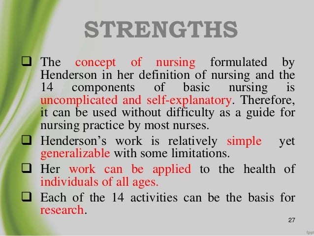 analysis of virginia hendersons nursing theory The virginia henderson international nursing library her mother came from the state of virginia to which miss henderson virginia henderson's need theory. analysis of virginia hendersons nursing theory The virginia henderson international nursing library her mother came from the state of virginia to which miss henderson virginia henderson's need theory.