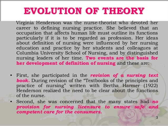 Virginia Hendersons Theory Of Nursing Theory In