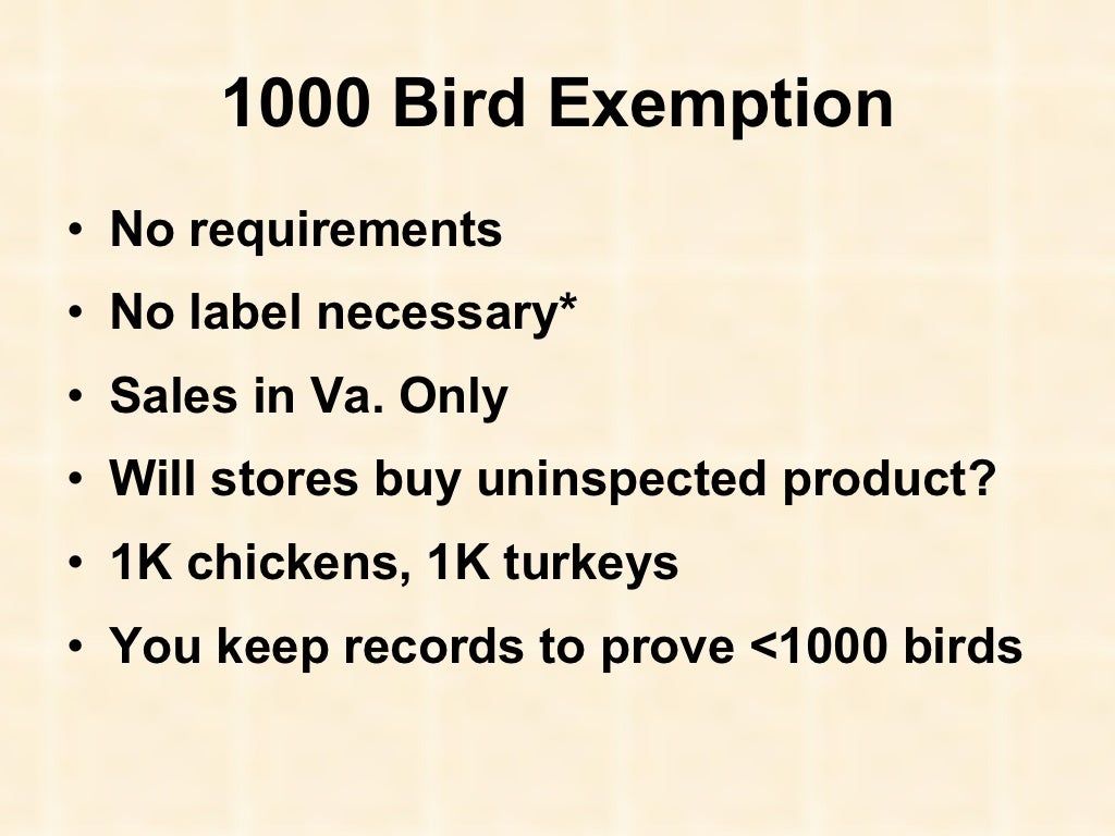 Virginia poultry and meat regulations