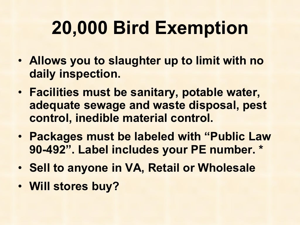 Virginia poultry and meat regulations