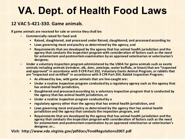Virginia poultry and meat regulations