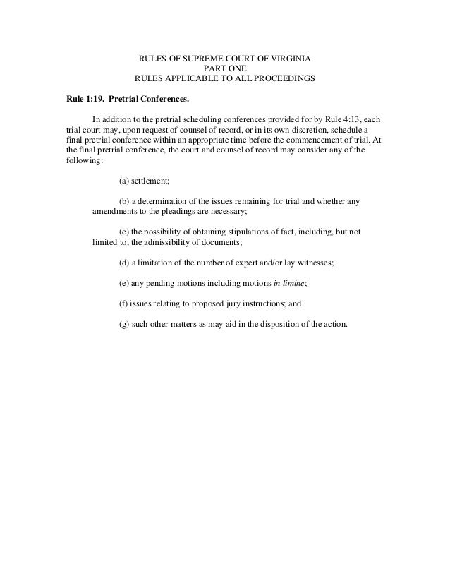 Virginia Rules of The Court