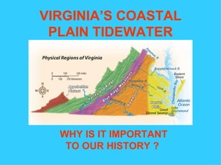VIRGINIA’S COASTAL PLAIN TIDEWATER WHY IS IT IMPORTANT TO OUR HISTORY ? 