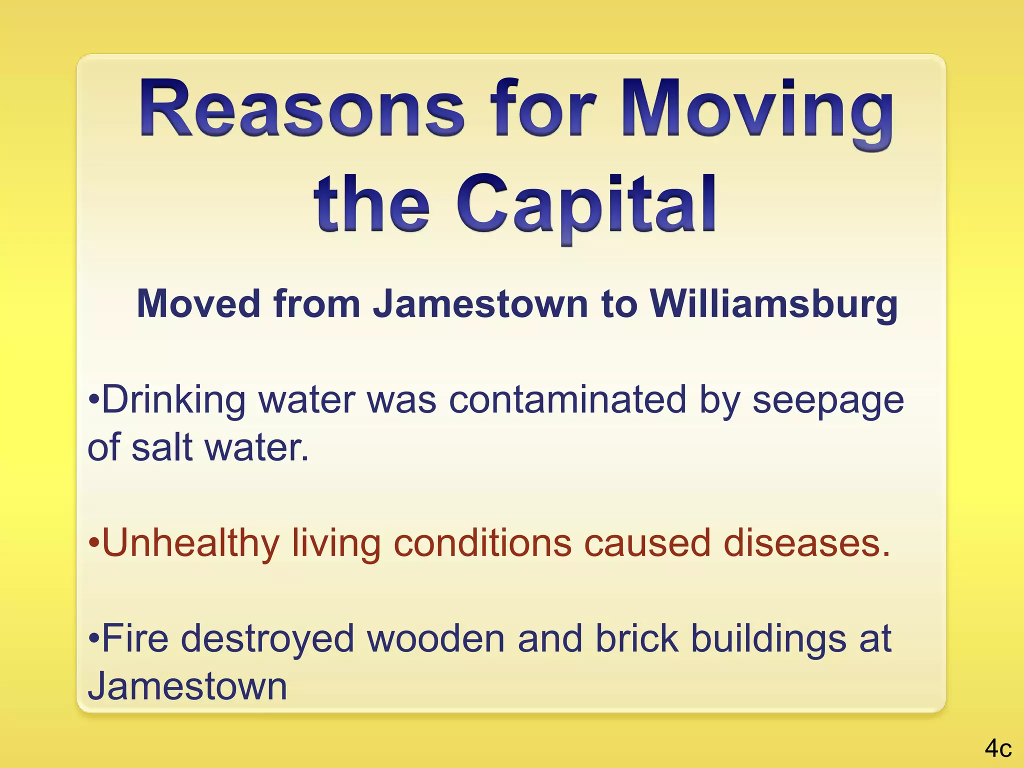 JamestownJamestown was primarily an economic venture.The stockholders of the Virginia Company of London financed the settlement of Jamestown.Jamestown, founded in 1607, became the first permanent English settlement in America. First English Settlement   3a