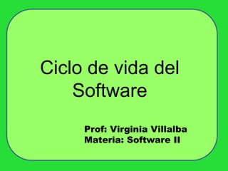 Ciclo de vida del
Software
Prof: Virginia Villalba
Materia: Software II
 