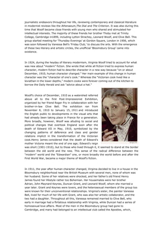 Virginia Woolf and the Birth of Modern Literature