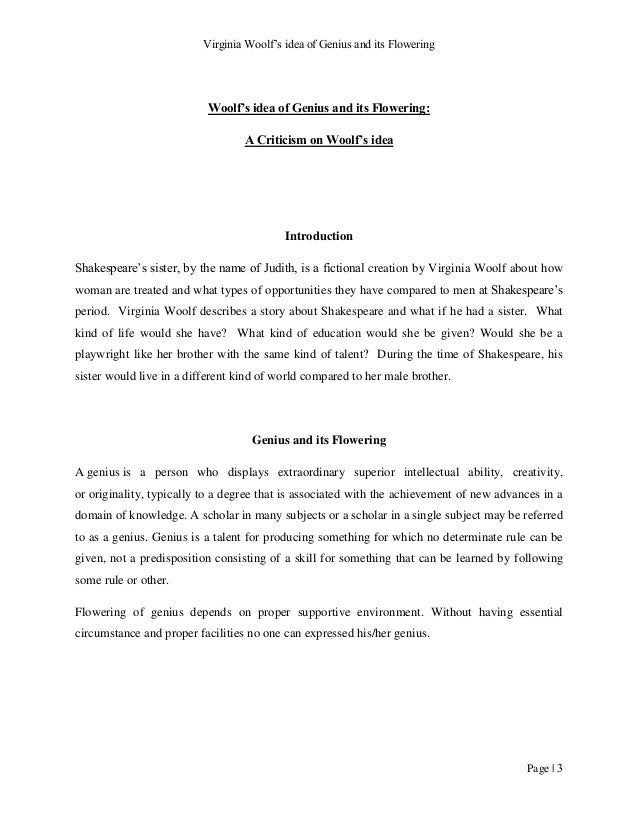 Virginia Woolf’s idea of genius and its flowering