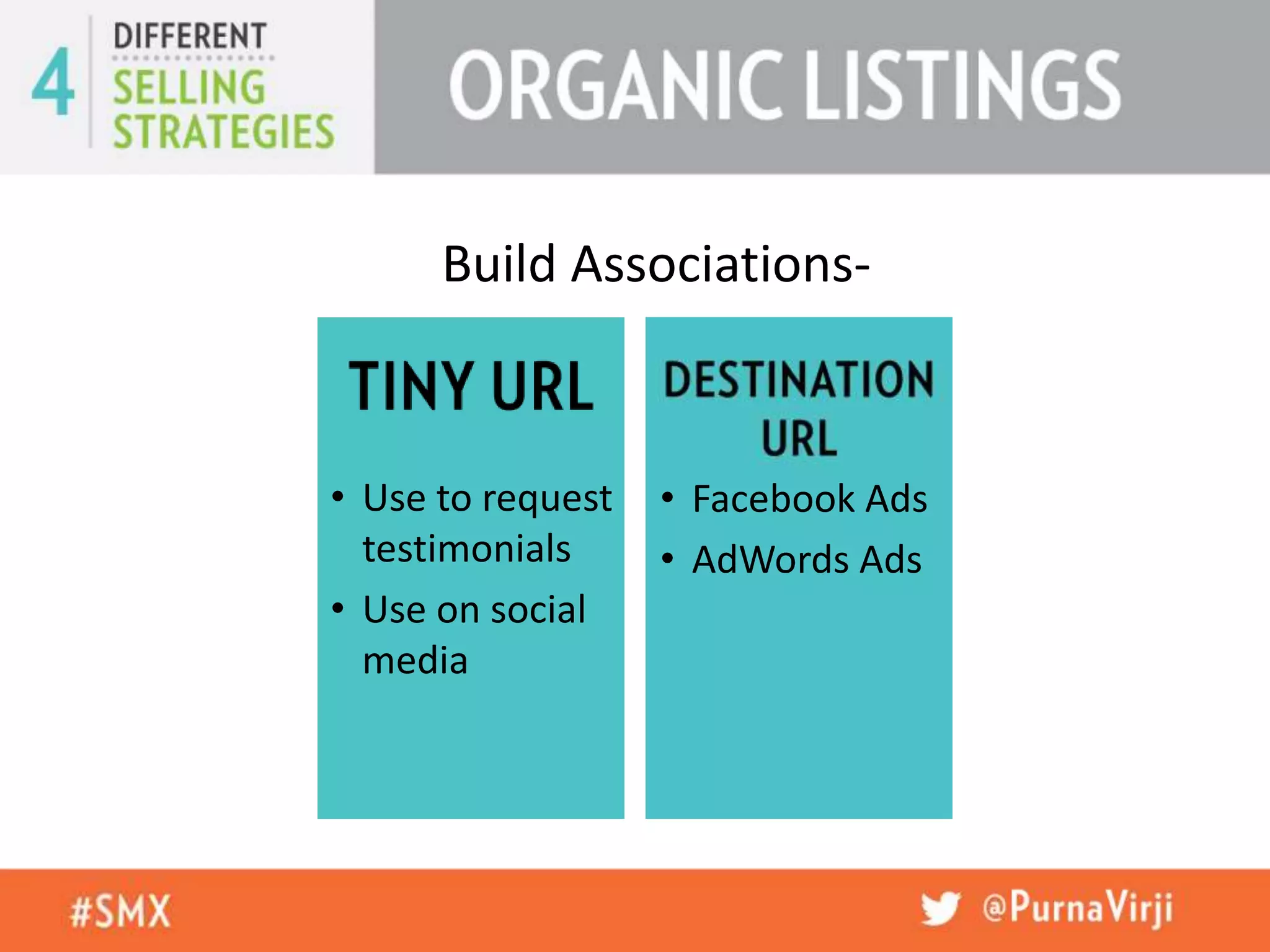 Build Associations-
• Use to request
testimonials
• Use on social
media
• Facebook Ads
• AdWords Ads
 