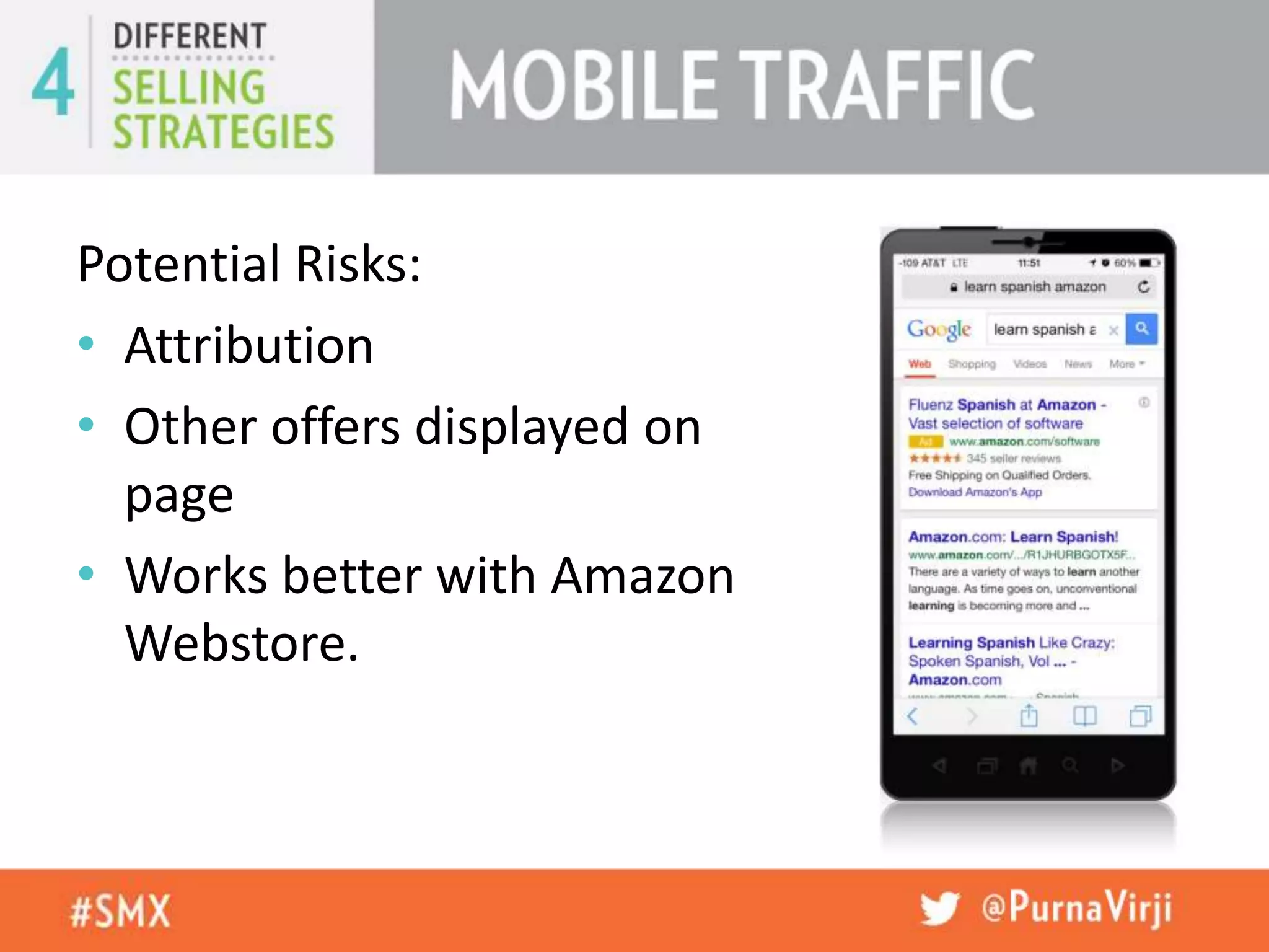 Potential Risks:
• Attribution
• Other offers displayed on
page
• Works better with Amazon
Webstore.
 
