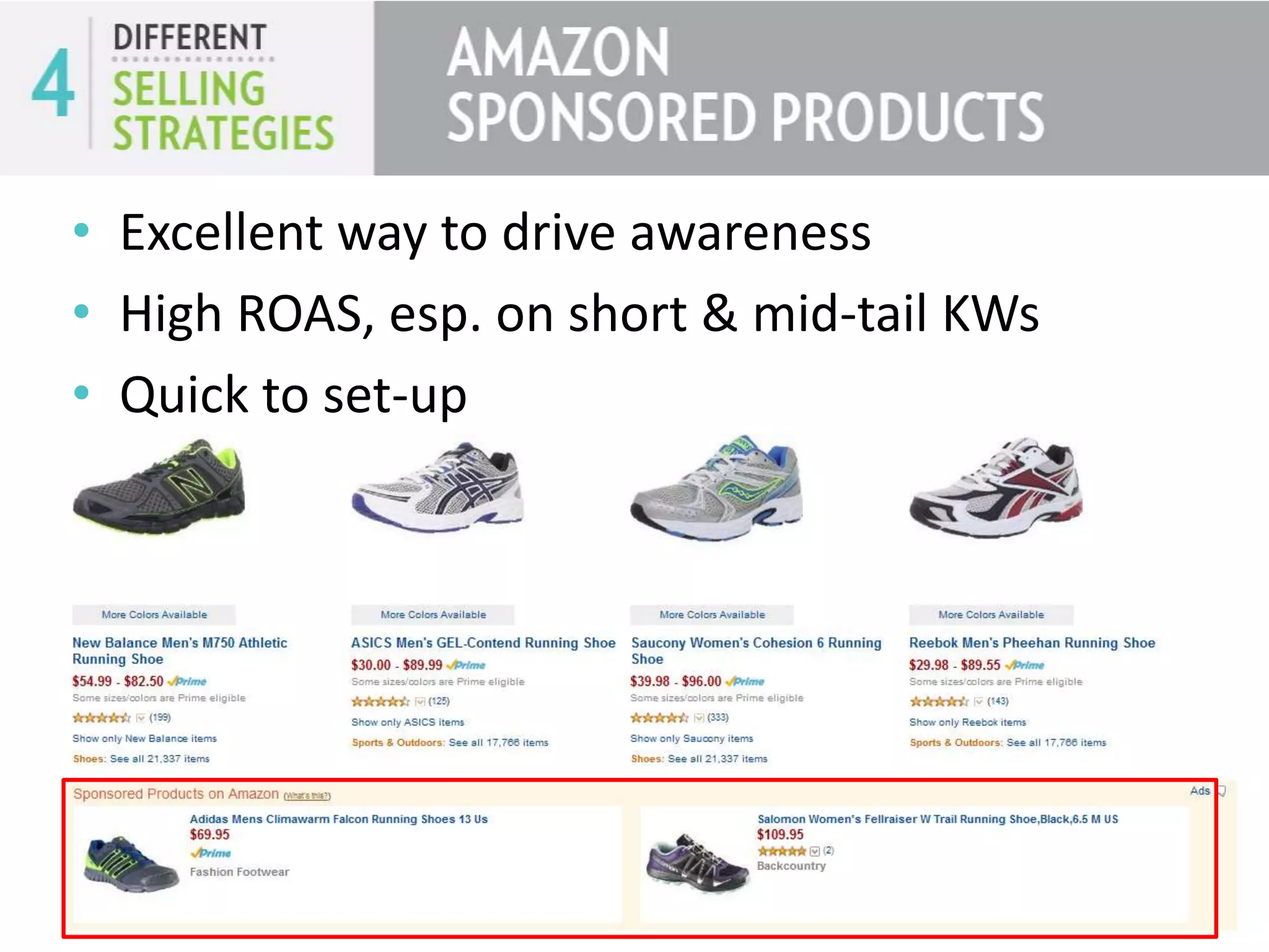 • Excellent way to drive awareness
• High ROAS, esp. on short & mid-tail KWs
• Quick to set-up
 