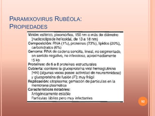 PARAMIXOVIRUS RUBÉOLA:
PROPIEDADES




                         92
 