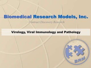 Biomedical Research Models, Inc.
Contract Discovery Research
Virology, Viral Immunology and Pathology

 