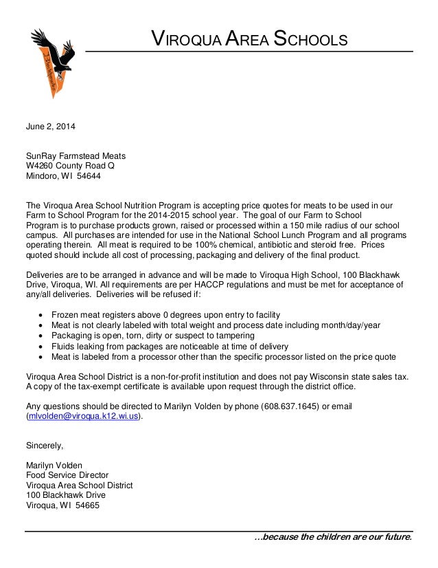 Viroqua meat bid example