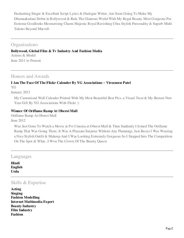 modelling resume