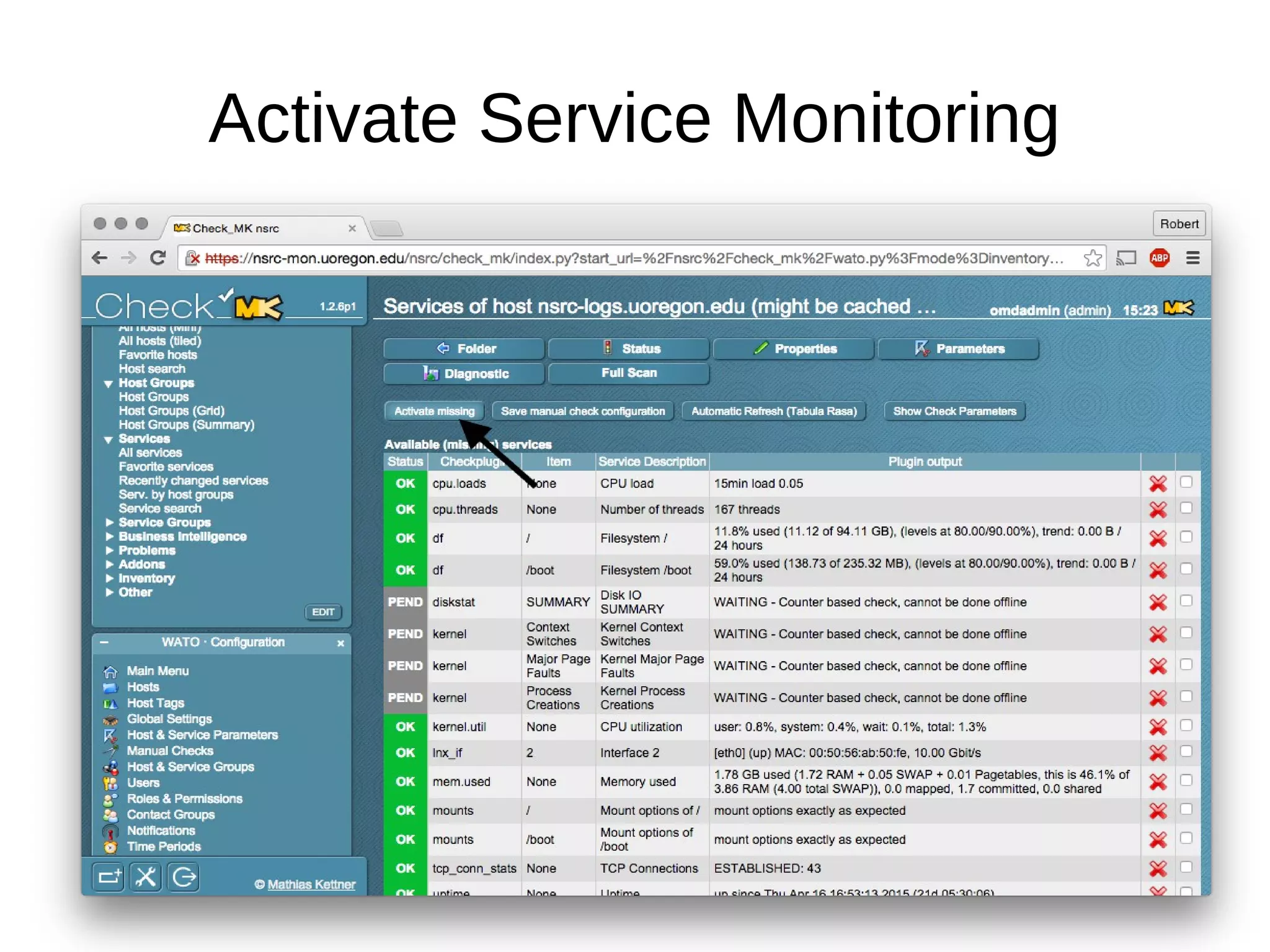 Activate Service Monitoring
 